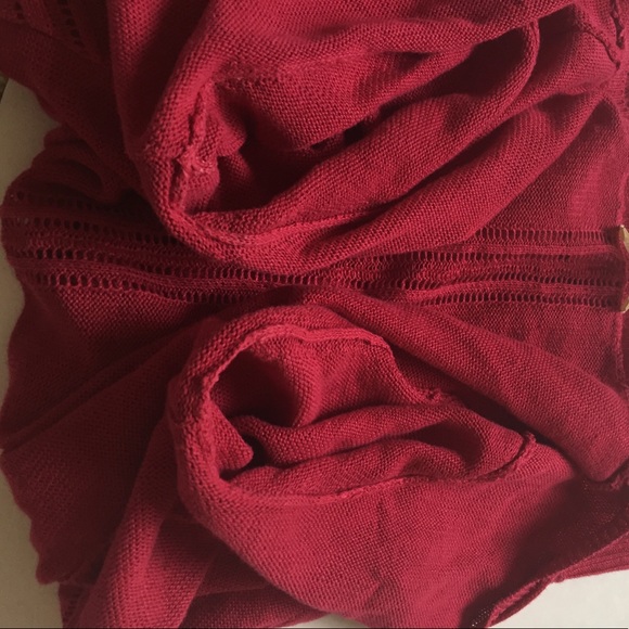 Eileen Fisher 100% linen raspberry red drape front long cardigan - Picture 6 of 7